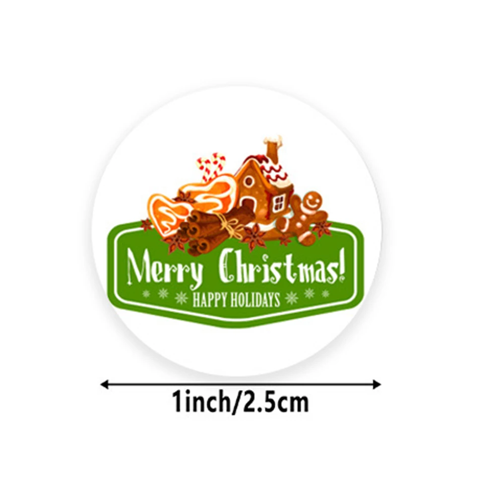 50-500Pcs Merry Christmas Sticker For Envelope, Round Adhesive Decoration Sticker For Cards Envelope Seal Xmas Gift Wrap Box Bag