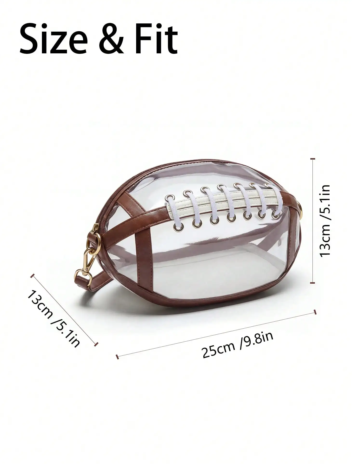 Clear Football Bag For Women, Stadium Crossbody Clear Bag, Transparent Football Purse For Game Day, School, Homecoming, Sports Fans & Cheerleaders
