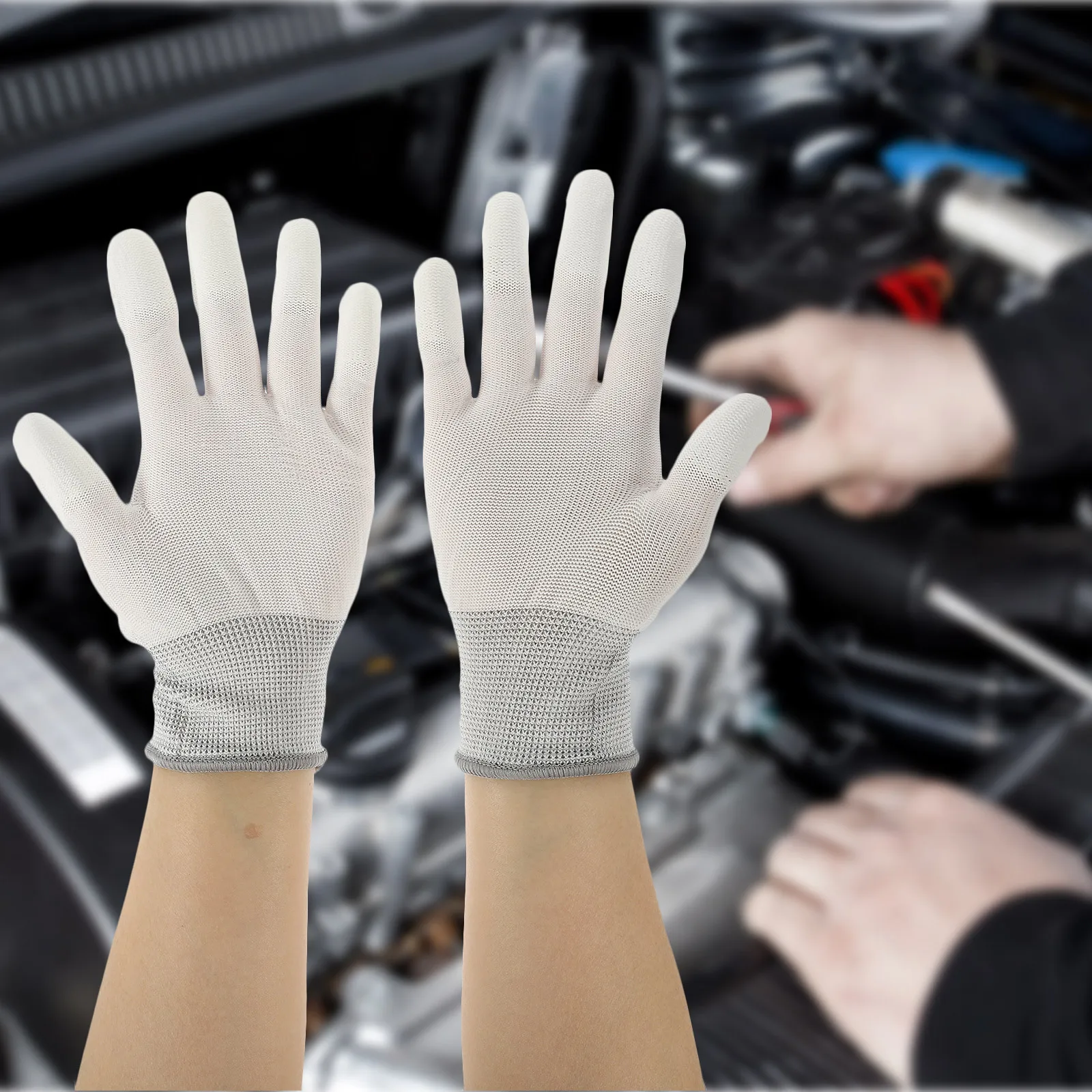 

Pu Coated Finger Gloves Thin Non-Slip Anti-Static Work Gloves For Construction Repair Gardening Protective Labor Mitten