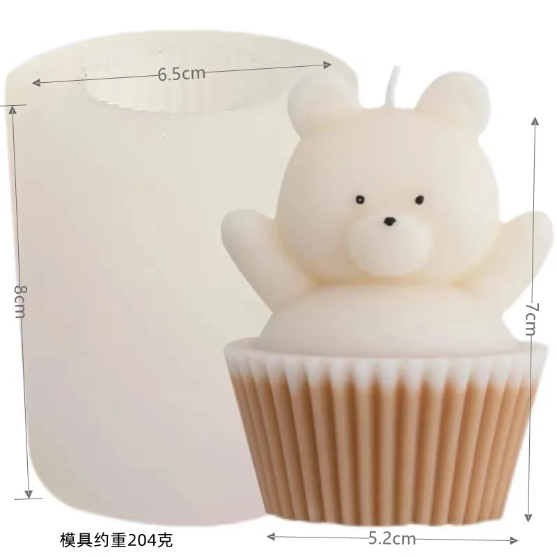 Paper Cup Bear Silicone Mold for Handmade Candle Plaster Soap Epoxy Resin Chocolate Decoration Gypsum Ice DIY Baking Mould