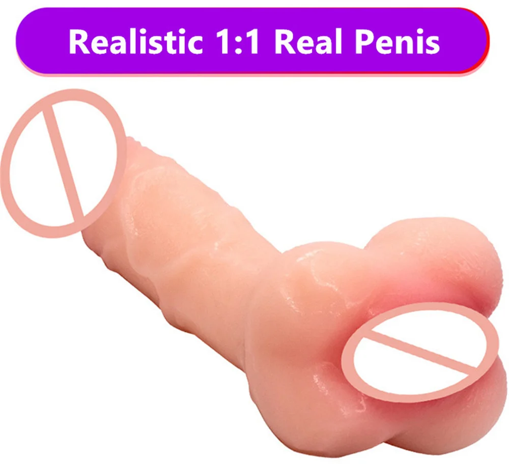 2 in 1 Masturbator Realistic Dildo Anal Plug Male Masturbation Cup G Spot Buttplug Adult Sex Toys for Women Men Penis Soft Dick