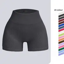 Shorts finos sem costura para mulheres, cintura alta, levantamento de quadril, collants fitness, ginásio, treino, ciclismo, ioga
