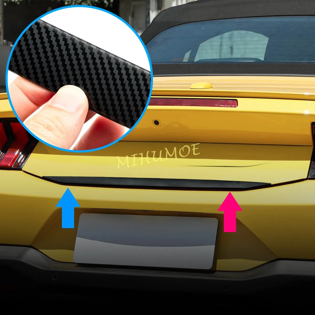

Для Ford Mustang 2024 2025 2026, полоски багажника, накладки задних ворот, декоративные аксессуары, вид из углеродного волокна