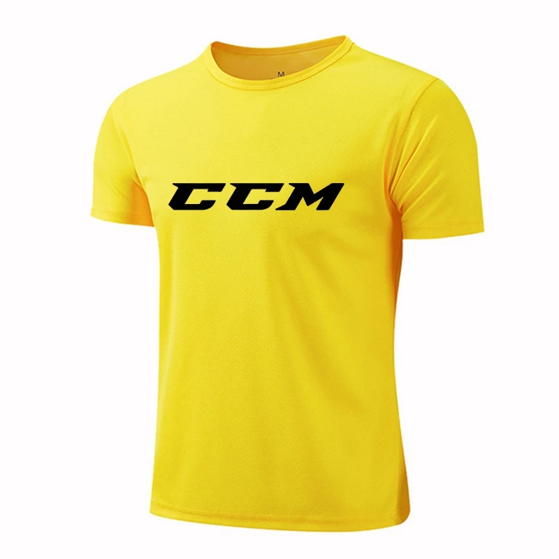 CCM Men Quick Dry Sport t Shirt Short Sleeve Gym Jersey Fitness Shirt Bodybuilding Training Top Running t-Shirt Gym Clothes