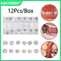 12 Pcs/Box Dental Pre-crown Metal Stainless Steel Temporary Crown For Children Adult Primary Molar Dentistry Materials Tool