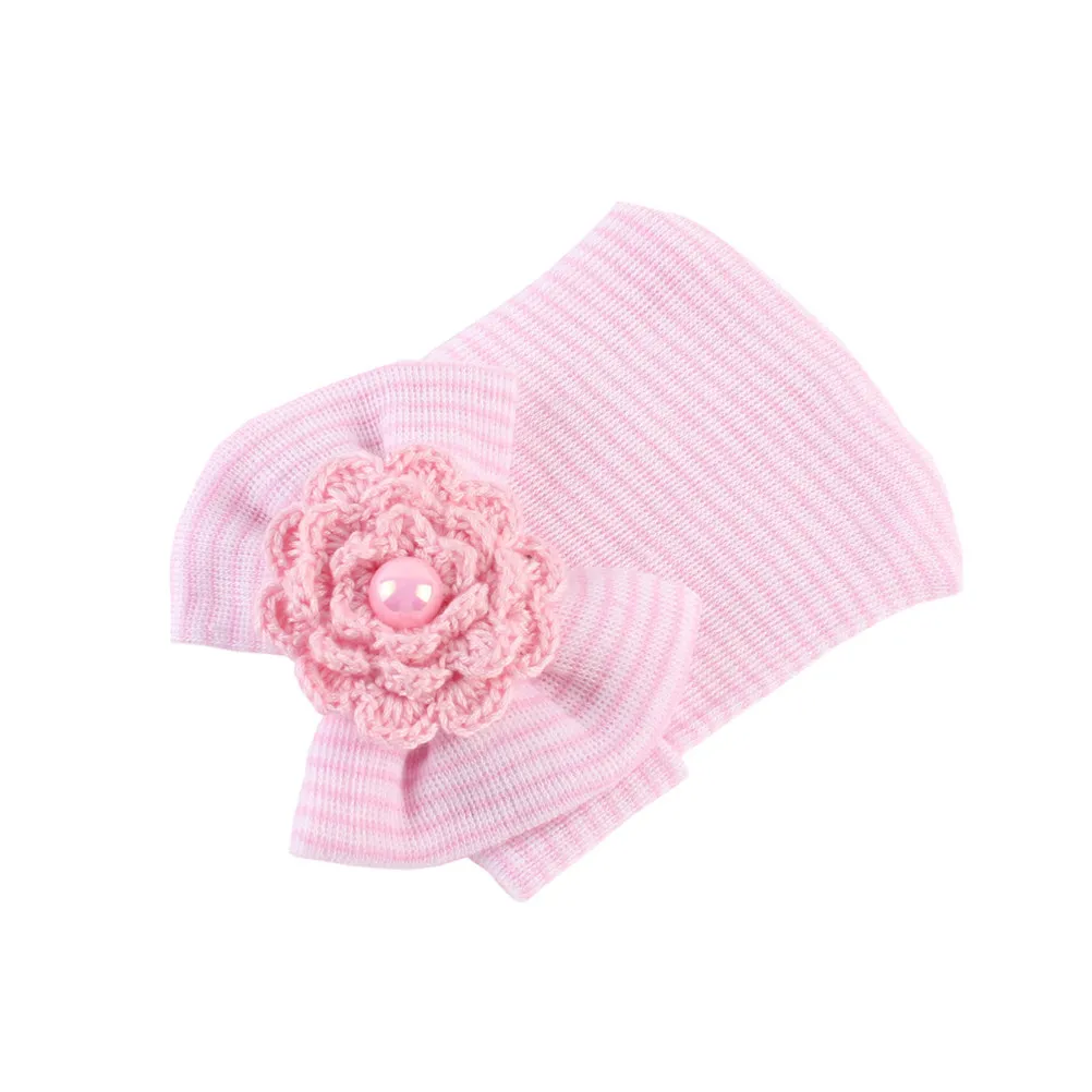 

Infant Newborn Bowknot Cotton Knit Beanie Nursery Hat Pink Cute Warm Baby Cap Infant Cap Newborn Cotton Hat