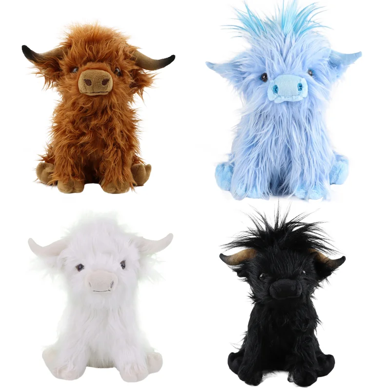 

25CM Simulation Highland Cow Plush Doll Toys Cute Stuffed Animal Plushie Cattle Figure Toys Party Wedding Furniture Decorations