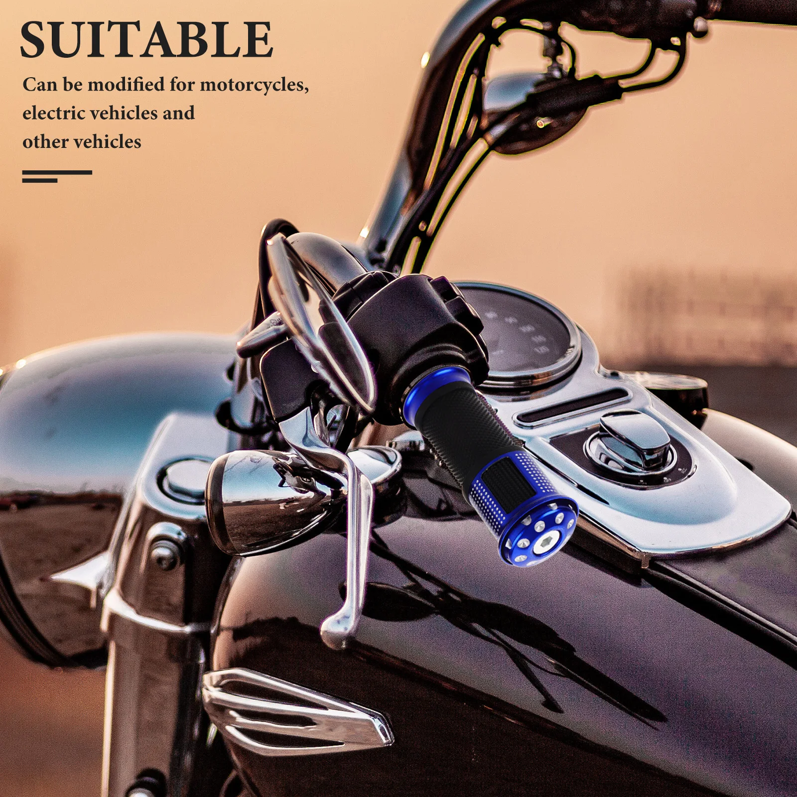 

2pcs Throttle Handlebar Grips Durable Classic Color Motorcycle Hand Grip Replacement Rubber Protector Aluminum Alloy