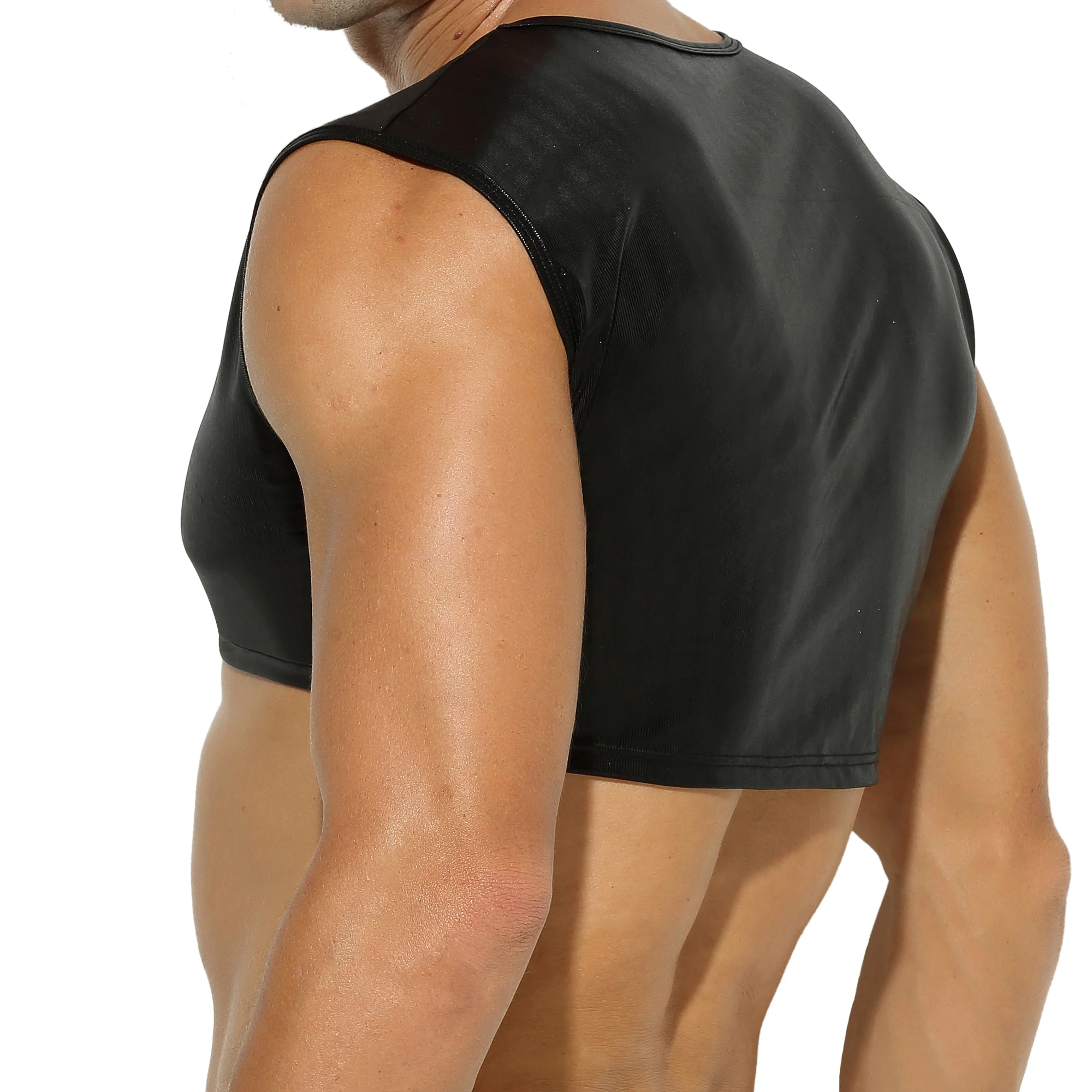 Ensemble de sous-vêtements sexy pour hommes, mini gilets en Y, culotte bikini taille basse, sous-vêtements métalliques brillants, vêtements pour hommes