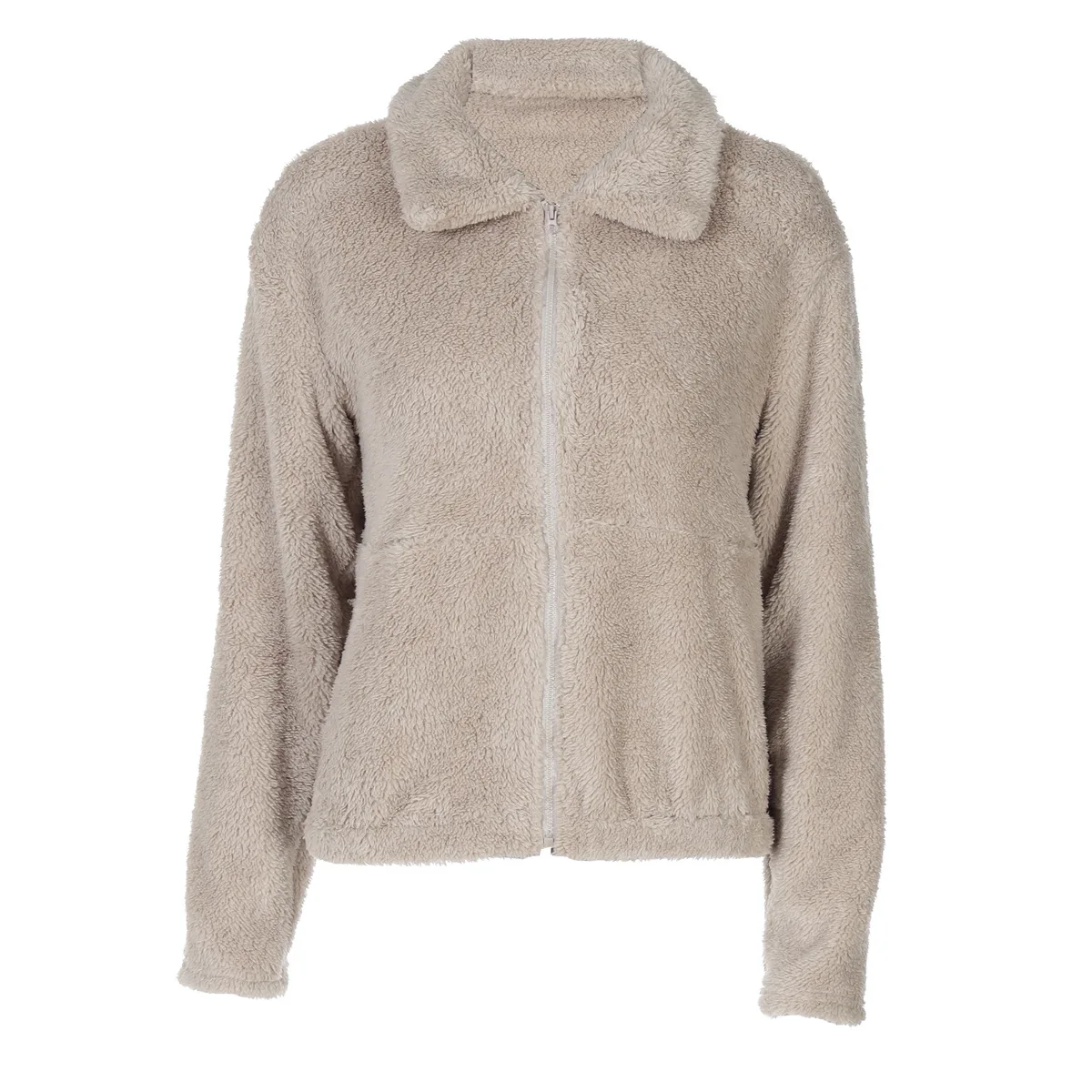 Women's 2024 Winter New Sportswear Fashion Sweatshirts Zipper Lapel Long Sleeve Solid Color Plush Casual Chic Sweatshirt Jackets