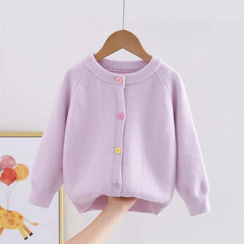 Children's Clothes Girls Sweater Cardigan Spring Autumn Sweet Fashion Coat New Solid Knitwear Baby Causal Outerwear 2-10 Years