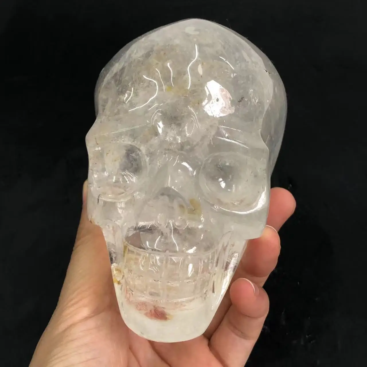 1.0-1.2kg Natural Stones Crystal Skull Statue clear Quartz Stone Carved Energy Ore Mineral Healing Crystals Figurine Home Decore