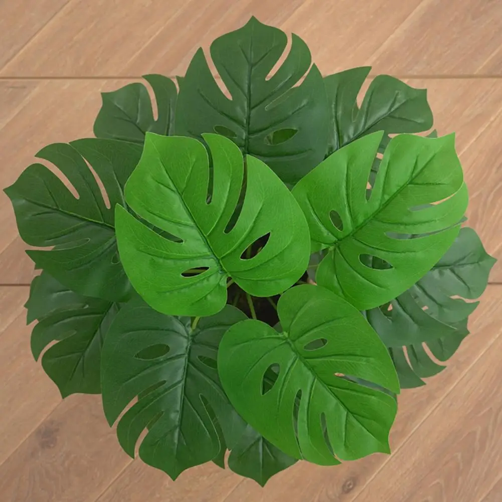 Artificial Plant Realistic Artificial Monstera Deliciosa Plants for Home Office Decor 18 Head Faux Leaves Centerpiece Indoor