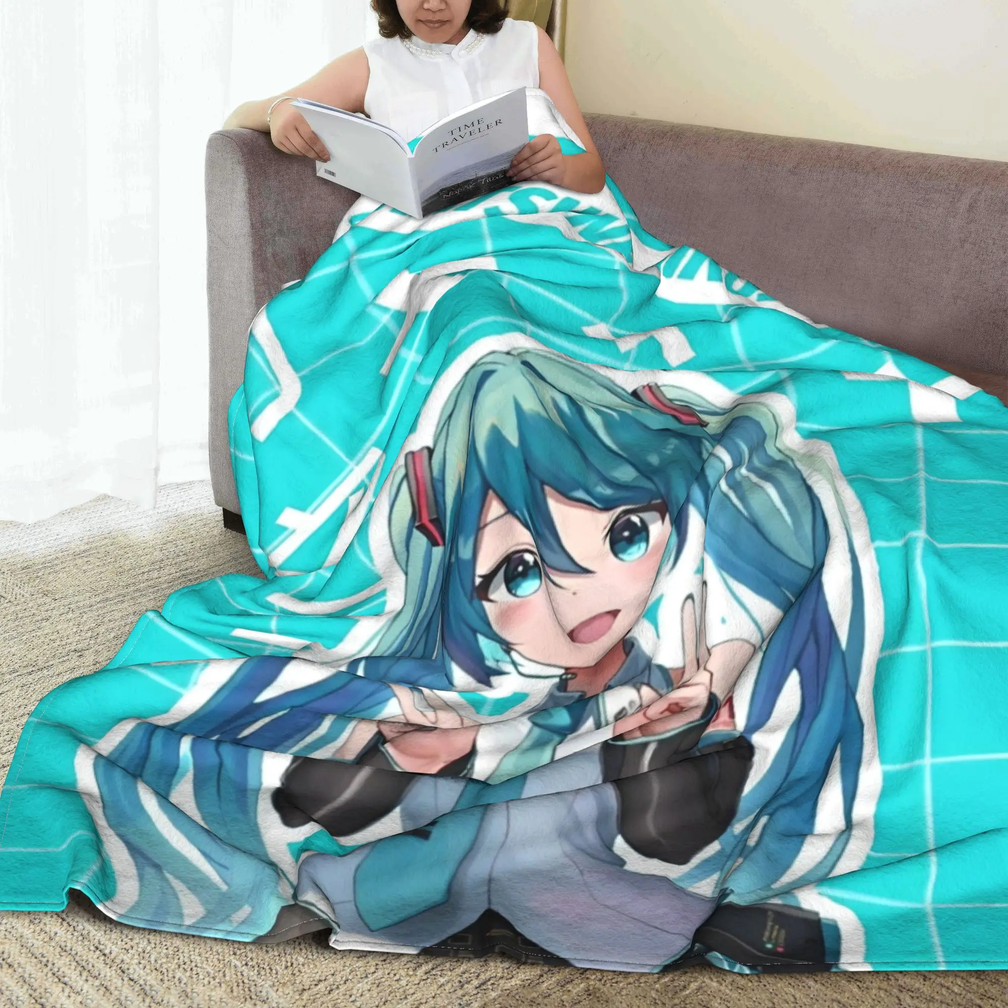 Hatsune Miku cantante musica anime Coperta di diverse dimensioni Coperte comode e leggere per divano divano e letto
