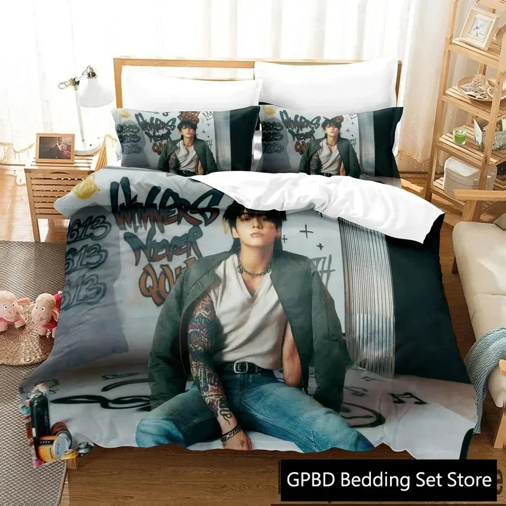 

3D Print Kpop Jeon Jung Kook Album Bedding Set Double Twin King Duvet Cover Comforter Pillowcase Boys Girls Adults Bedroom
