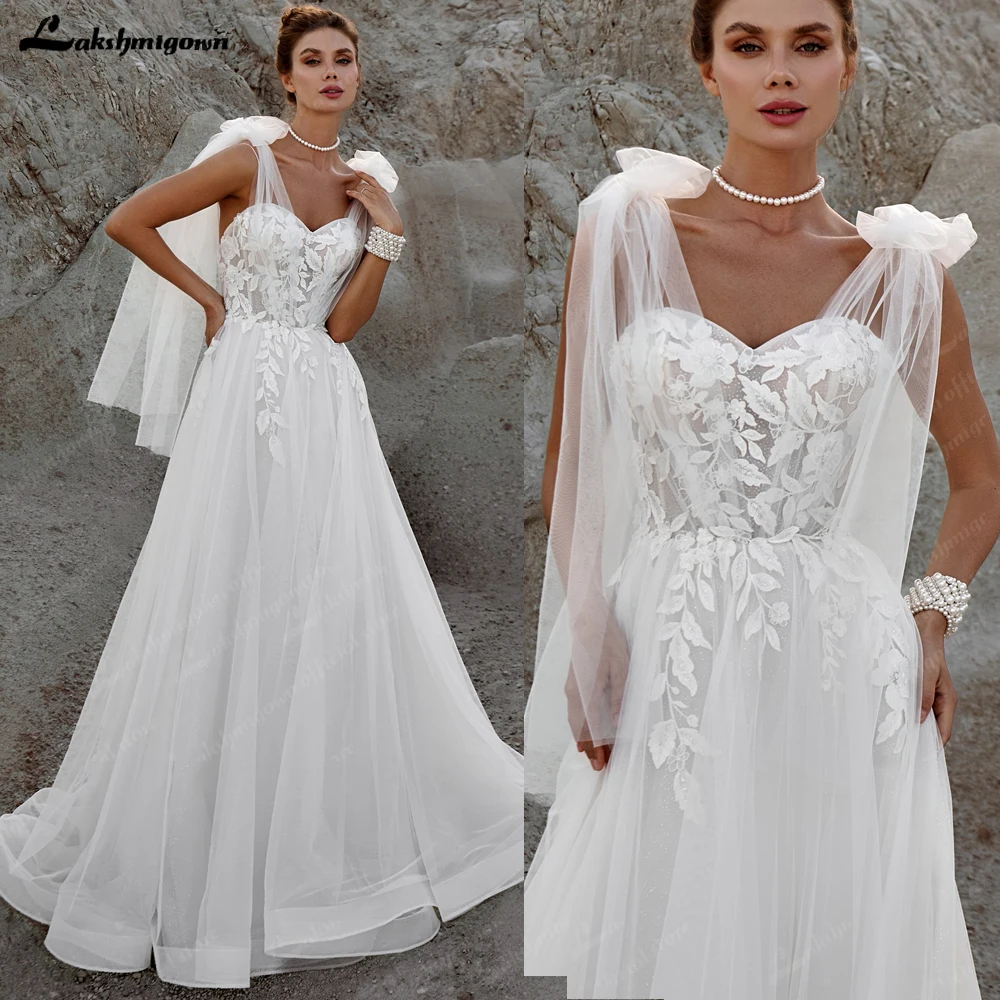 

Lakshmigown Sparkly A Line Boho Wedding Dresses Brautkleid Civil Bridal Beach Wedding Gowns hochzeitskleid