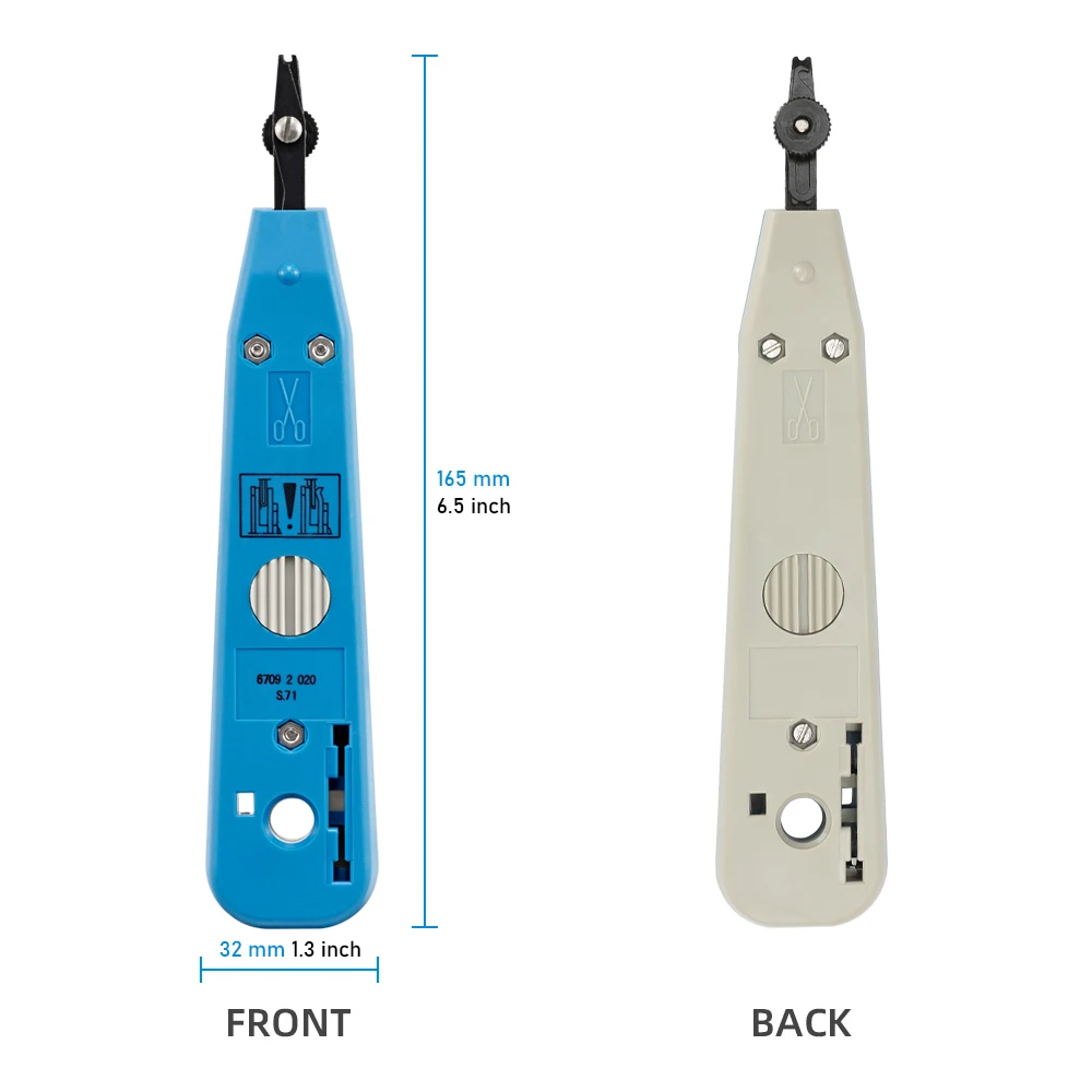 Punch Down Tool with Steel Blade Ergonomic Handle Network Cable Tool Built-in Wire Hook for Keystone Jack Patch Panel Cat5e Cat6