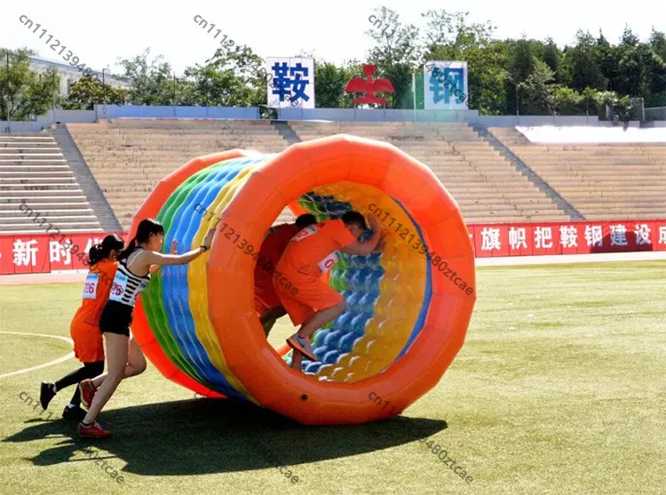 Portable Inflatable Fun Sports Gear Five Rings Giant Wheel Interactive Game Props for Outdoor Team Competition & Activities