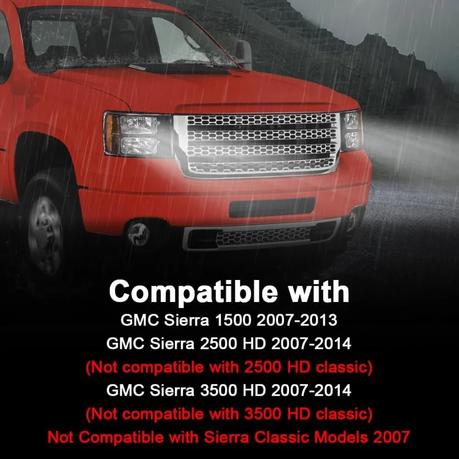 كشافات أمامية تجميع المصابيح الأمامية متوافقة مع المصباح الأمامي الكريستالي 20072013 GMC Sierra 1500 2500HD 3500HD مع عدسة شفافة و #2