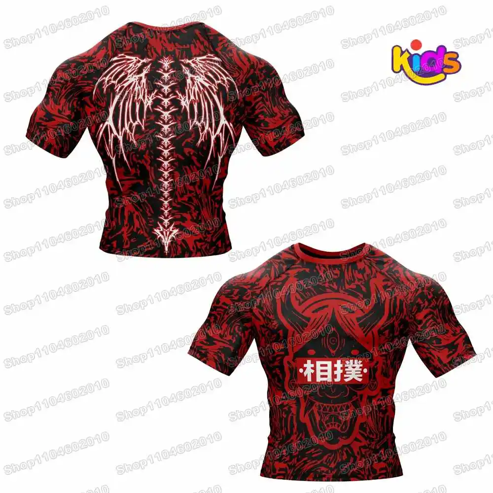 5th Spring Kids Surf Clothing BJJ MMA Boys Rash Guard Short Sleeve Diving T-Shirt Tight Swimwear Summer Beach Floatsuit Girls view 3