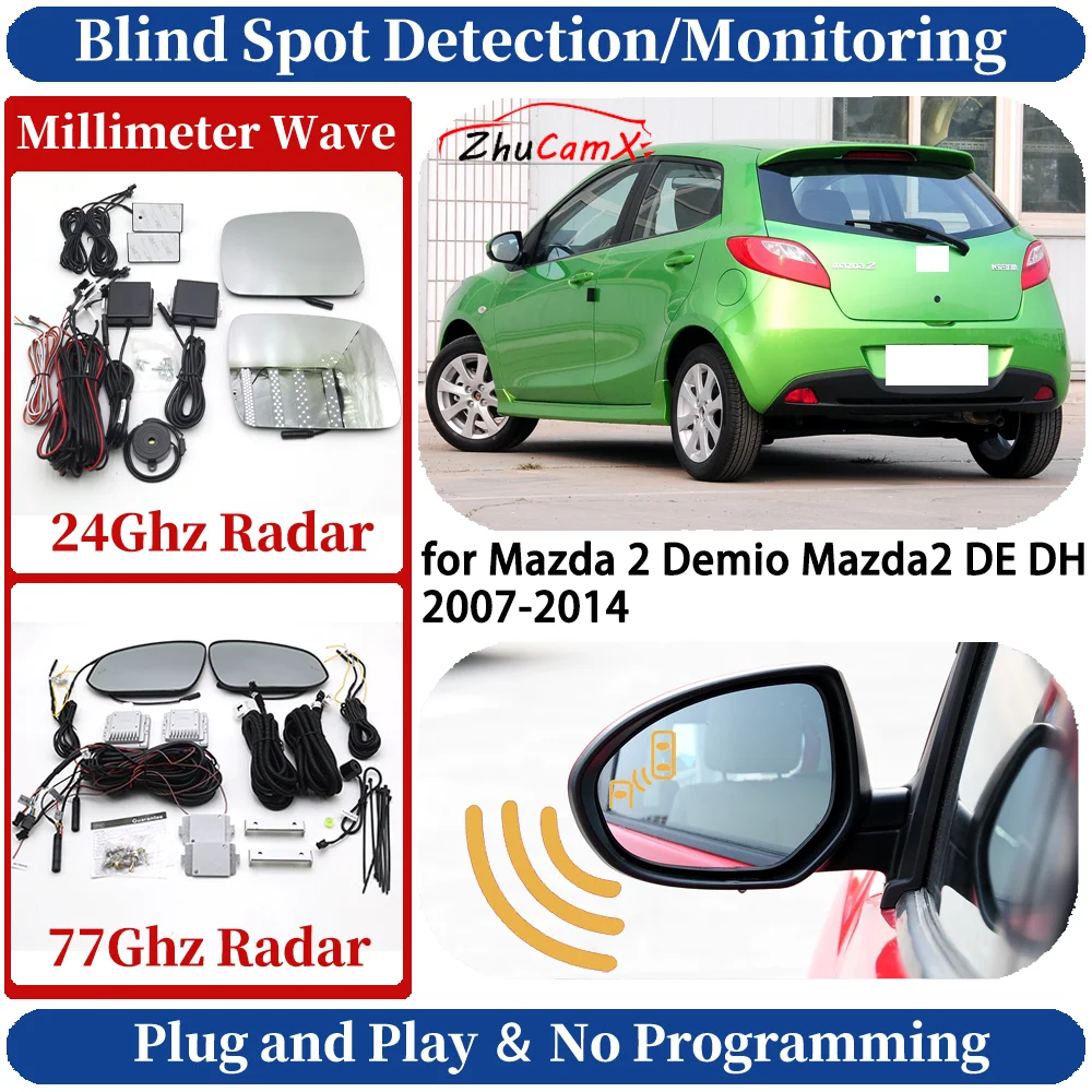 Blind Spot Monitoring/Detection System for Mazda 2 Demio Mazda2 DE DH 2007-2014 Night Driving Side Lane Change Warning Assist