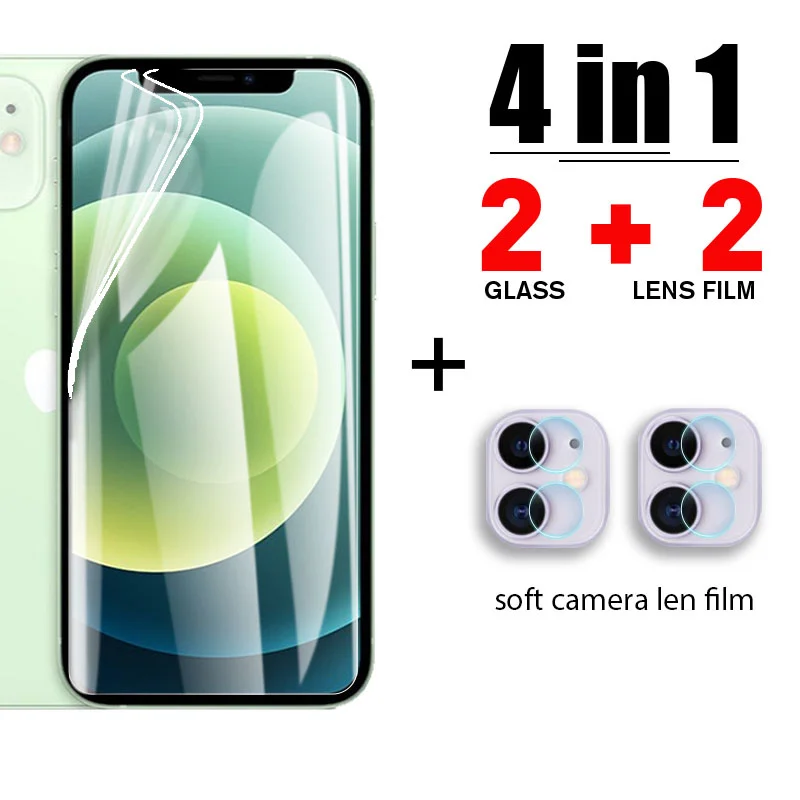 4IN1 Hydraulic Film for iPhone 13 12 11 Pro Xs Max Curved Screen Protector for iPhone 7 8 6S 6 Plus 13 12 Mini SE 2020 X XR Film