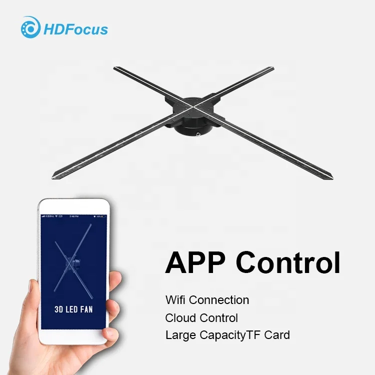 โฆษณาจอแสดงผล LED 3D โฮโลแกรมโปรเจคเตอร์ราคาพัดลมโฮโลแกรม