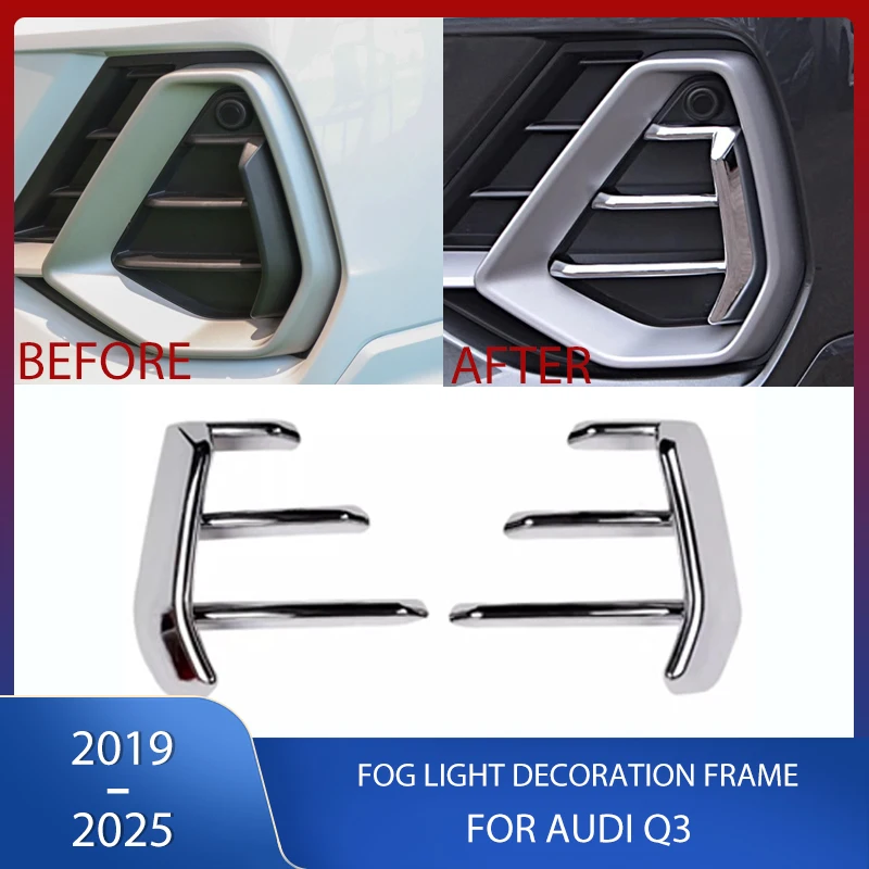 

Car Front Bumper Spoiler Air Knife Fog Lights Lamps Cover Reflective Sticker Trim Decoration Frame For Audi Q3 2019 2020-2025