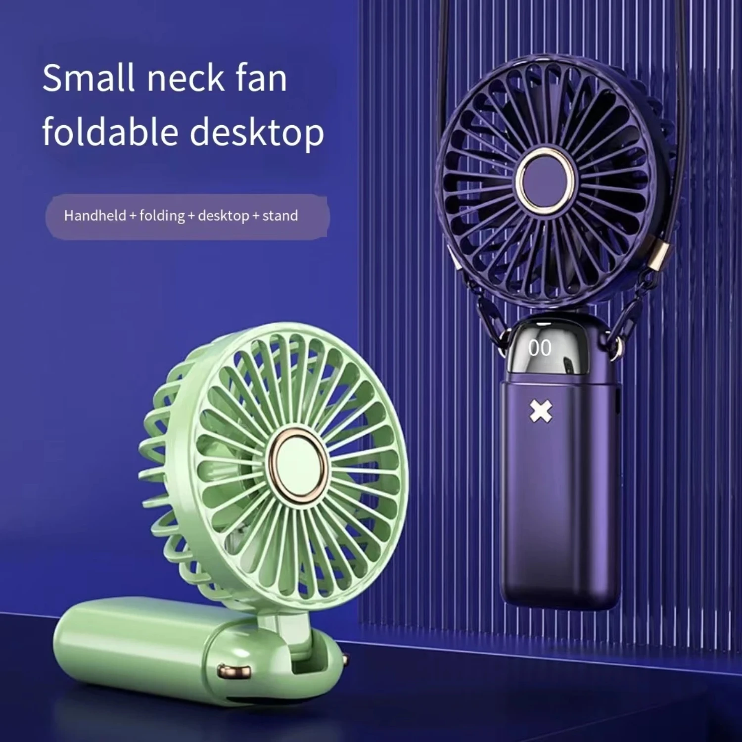 

Digital Display Handheld Fan USB Portable Foldable Hanging Silent Desktop Student Aromatherapy Small Fan