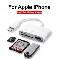 3 In 1 SD TF Card Reader For Apple iPhone 14 12 13 11 Pro Max XR XS USB C Camera Converter For iPad Android Laptop OTG Adapter