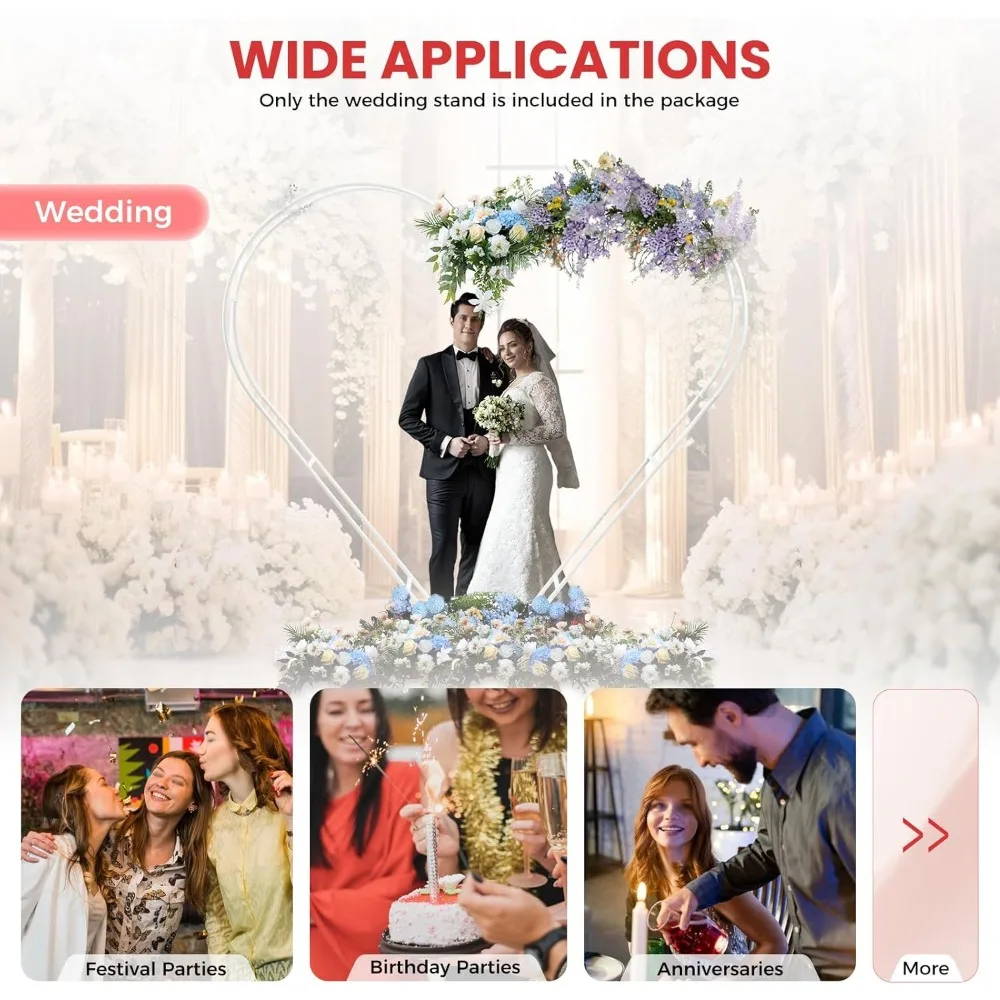 Heart Shape Wedding Arch Stand | Dual-Tube Metal Backdrop Frame for Wedding, Birthday & Balloon Decor