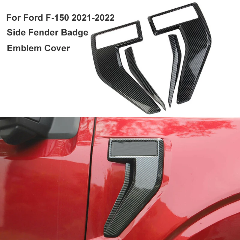 

Car Carbon Fiber Grain Front Fender Side Vent Cover Trim Bezels For Ford F150 F-150 2021 2022 Accessories Auto Exterior Decor