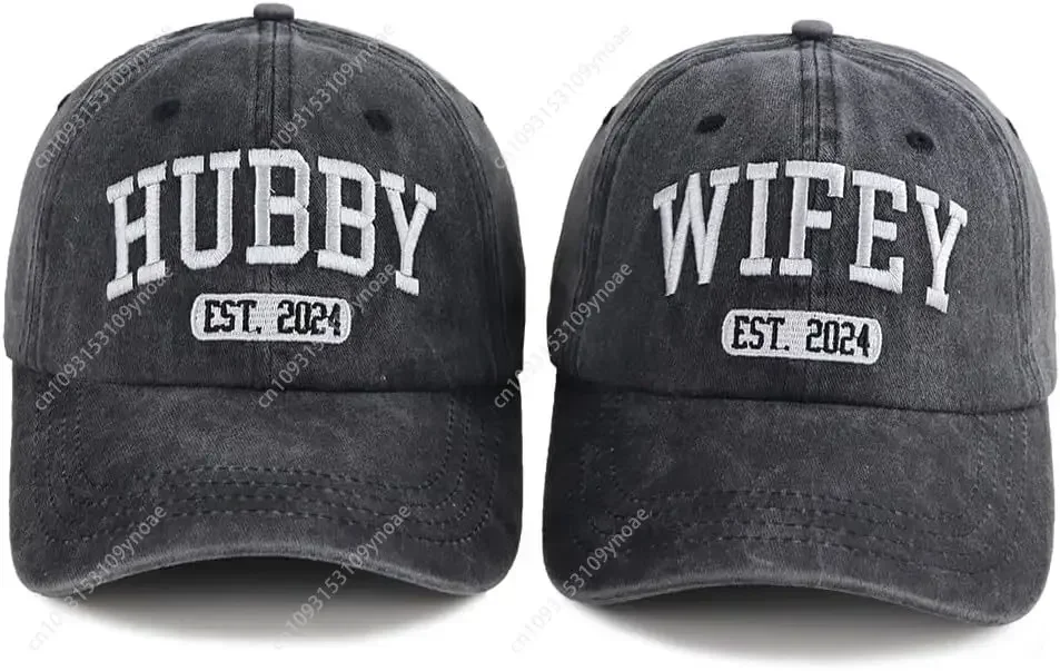 

OASCUVER 2PCS Est 2024 Hubby And Wifey Hats Set For Bridal Shower Gifts, Adjustable Embroidered Men Women Baseball Caps Men Woma