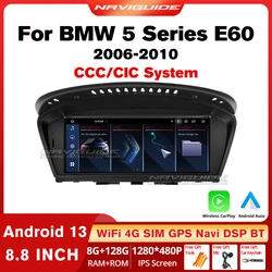 Radio samochodowe NAVIGUIDE ID8 UI 8.8'' Android 13 do BMW serii 5 E60 2006-2010 CCC CIC System Carplay Auto Odtwarzacz multimedialny 4G Wifi