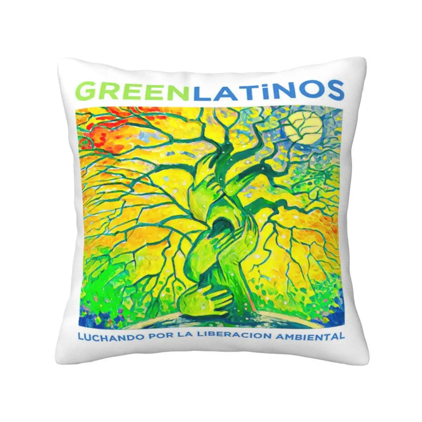 Serie Arte-Sana : Hijos Del Sol Funny Cute Decor Square Pillowcase Greenlatinos Tree Arbol Comunidad Community Environment