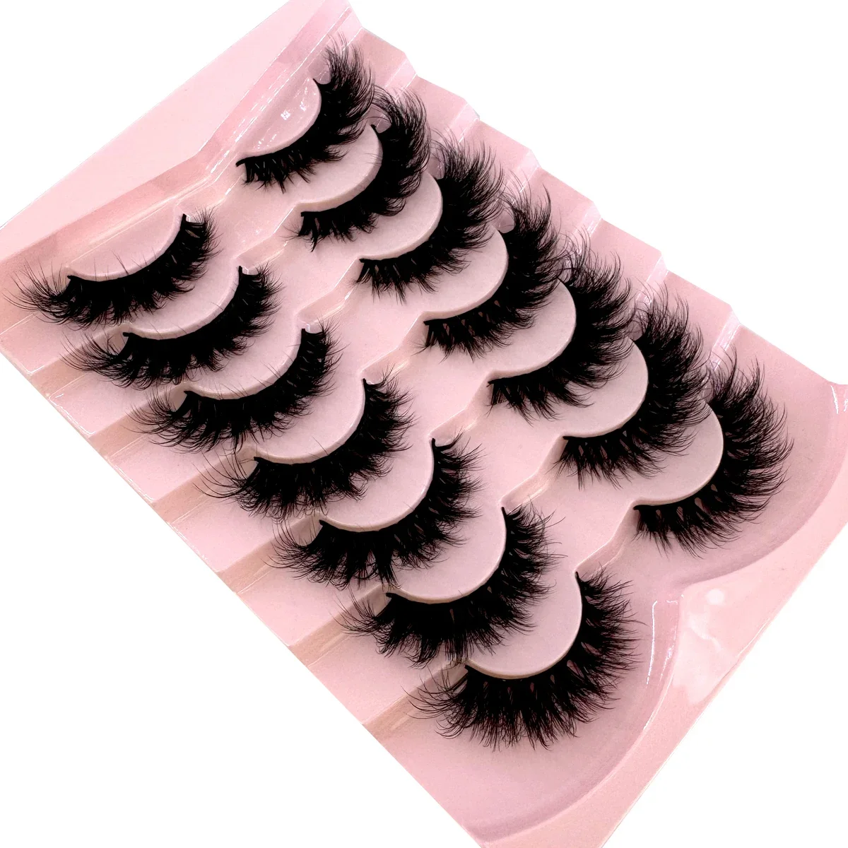 7ペア入りつけまつげ、繊細なまつげ、ナチュラルルック、つけまつげ、キャットアイまつげ、フェイクミンク、ふわふわストリップつけまつげパック