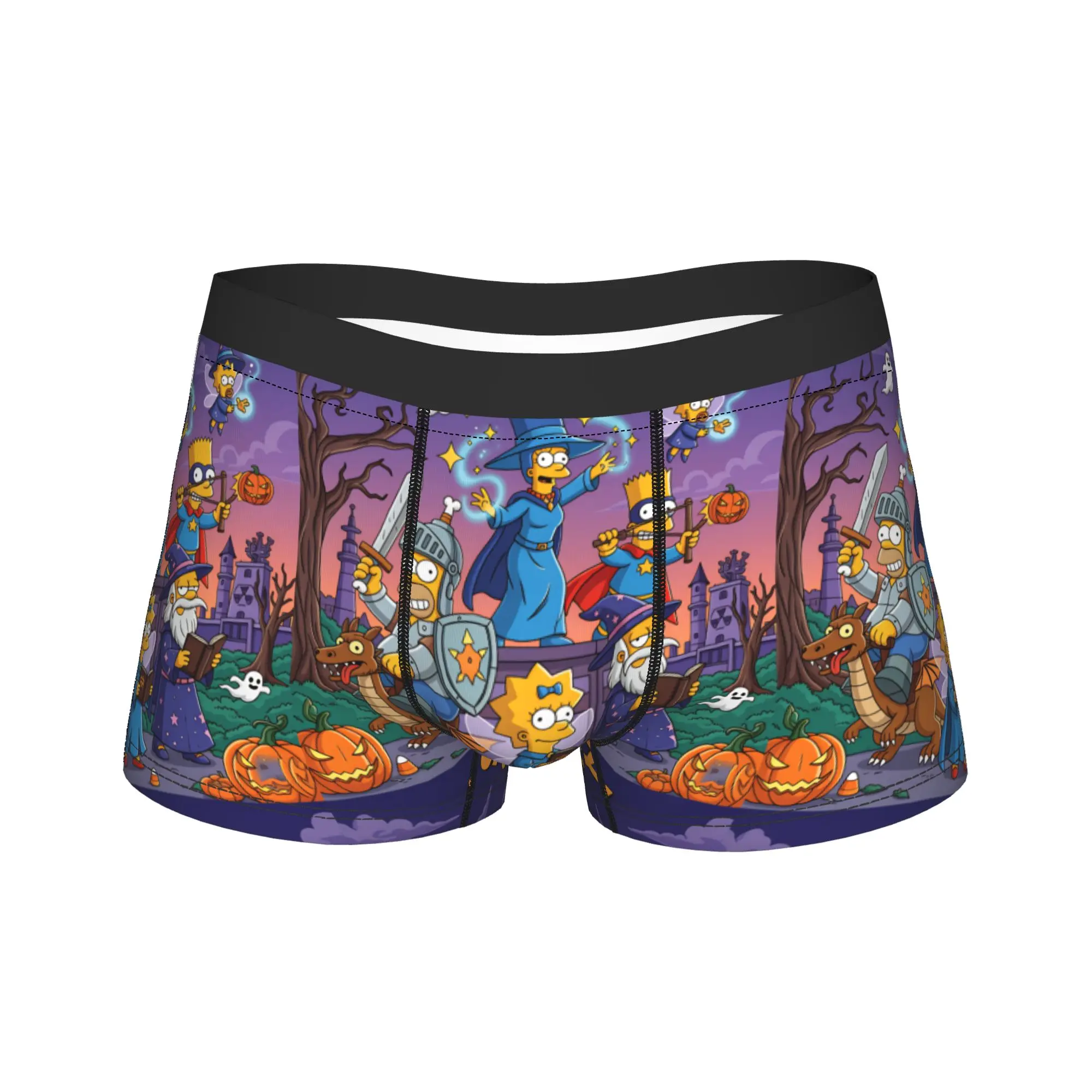 Ropa interior S-Simpsons Spooky Springfield Squad, pantalones cortos para hombre, calzoncillos tipo bóxer suaves y sexys, gran oferta, calzoncillos personalizados DIY de talla grande