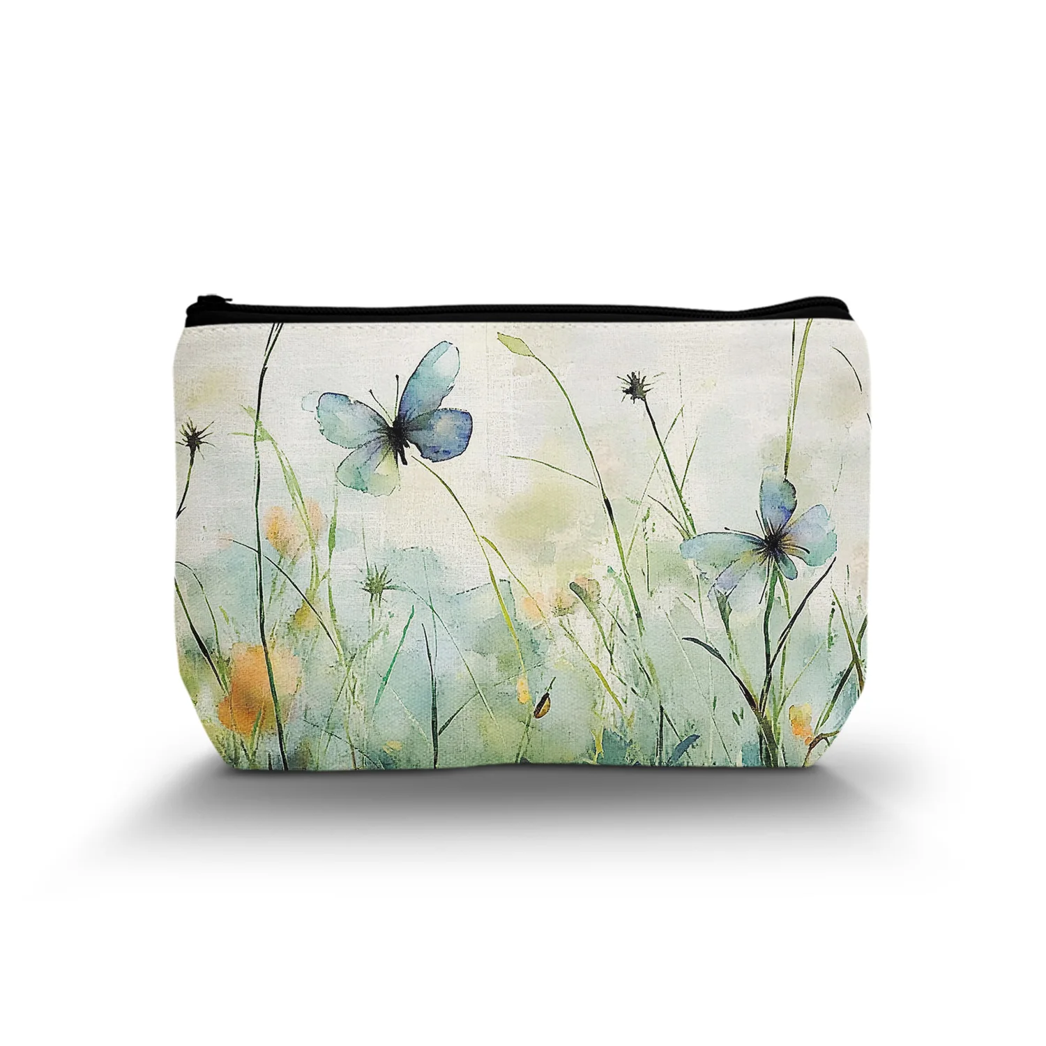 1 Pc Floral Makeup Bag Wildflower Flower Cottagecore Makeup Bag Vintage Cosmetic Bag Small Makeup Bag Organizers 8.66x5.51Inch