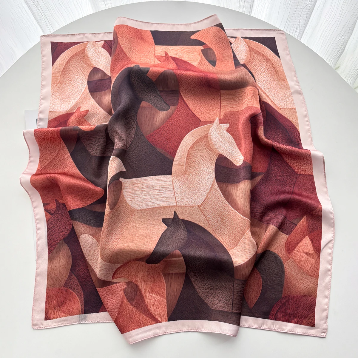 Damen Quadratischer Luxus-Seidenschal, Elegantes Design-Print-Stirnband, Kleine Haarschals, Damen-Taschentuch, Bandana – Detail 8