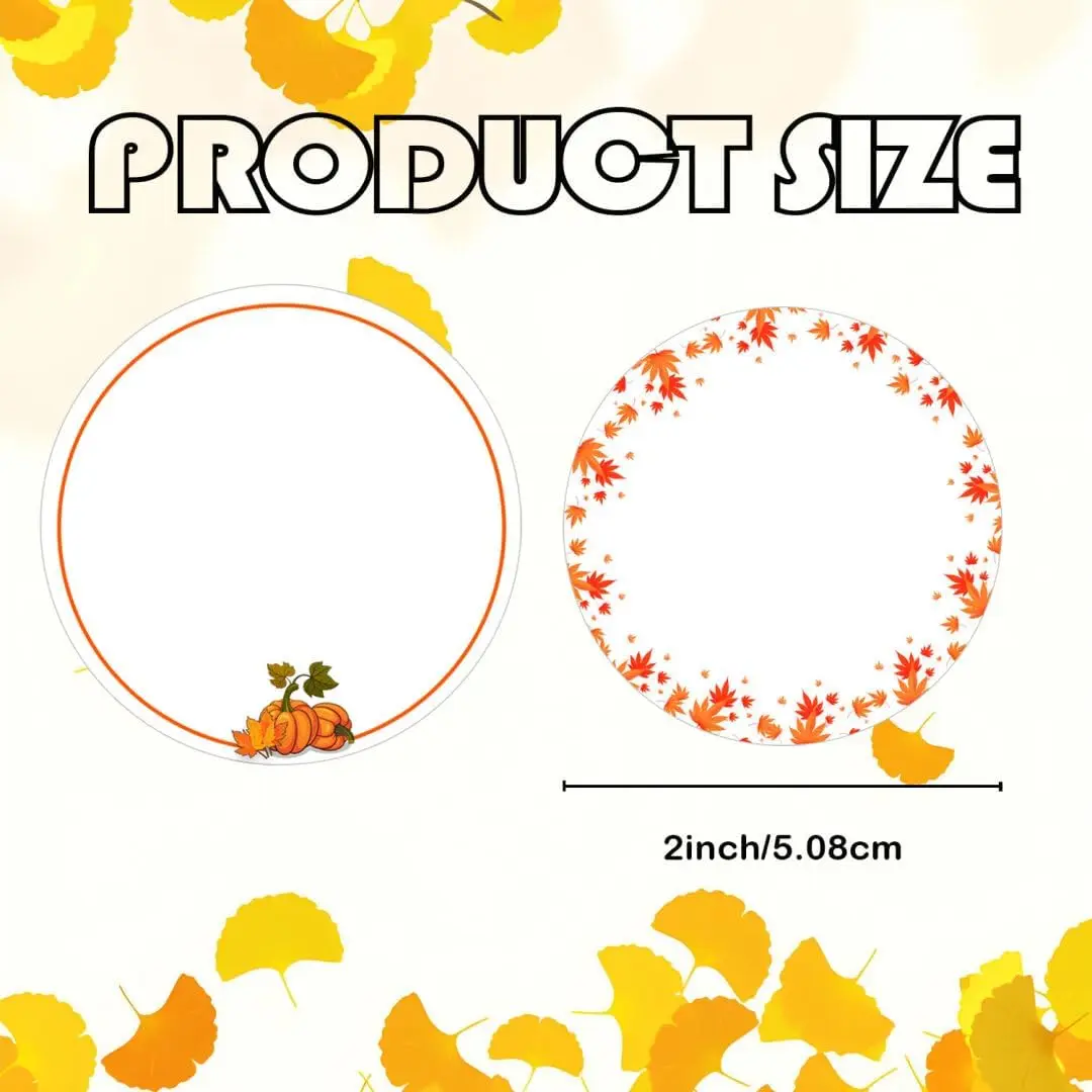 Autumn Thermal Stickers Direct Thermal Labels 2 Inch Harvest Fall Maple Leaves Stickers Happy Fall Name Printer Labels for Small