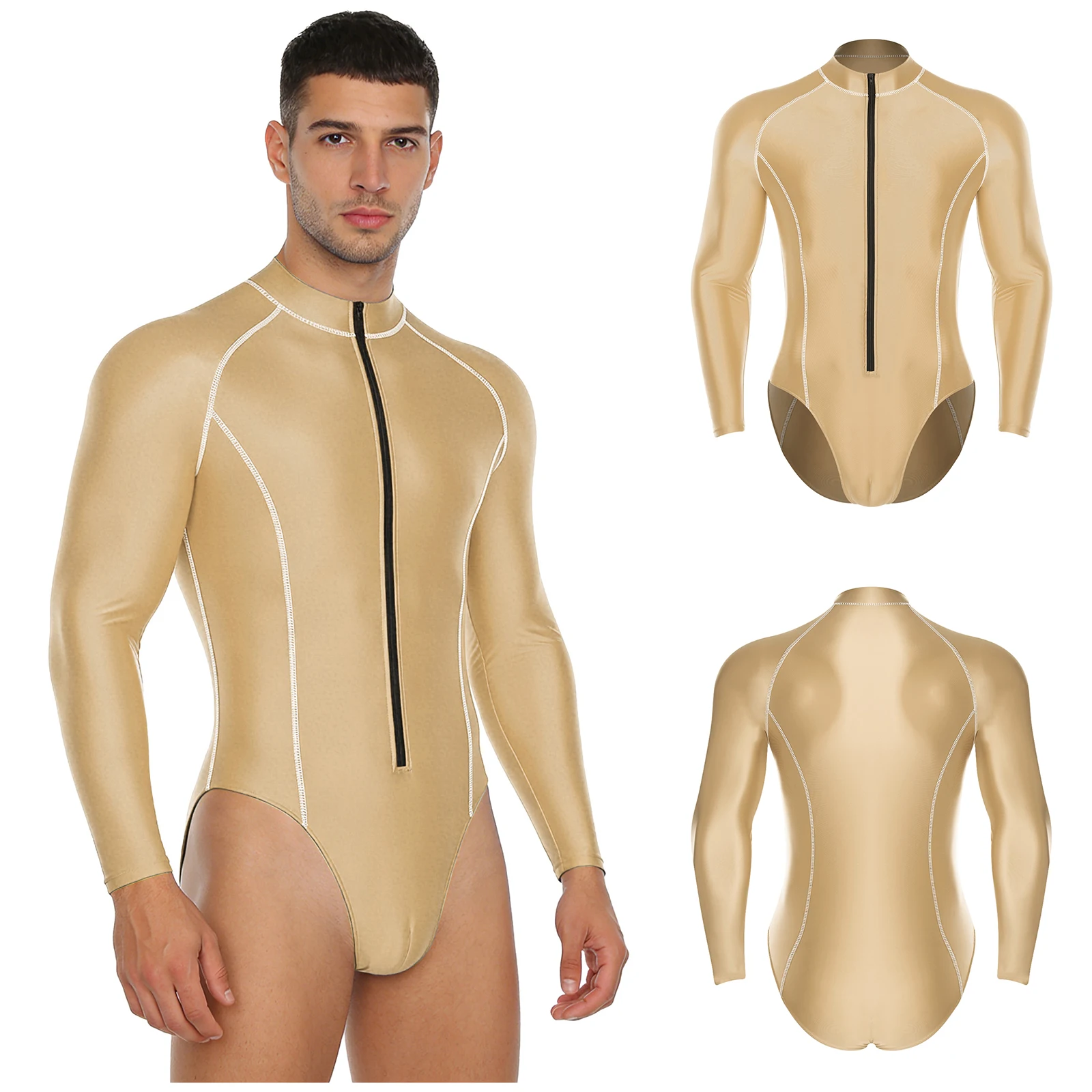 

Men Daily Casual Singlet Bodybuilding Bodysuit Long Sleeve Stretchy Rash Guard Diving Swimsuit Beach Surfing Swimming Costumes