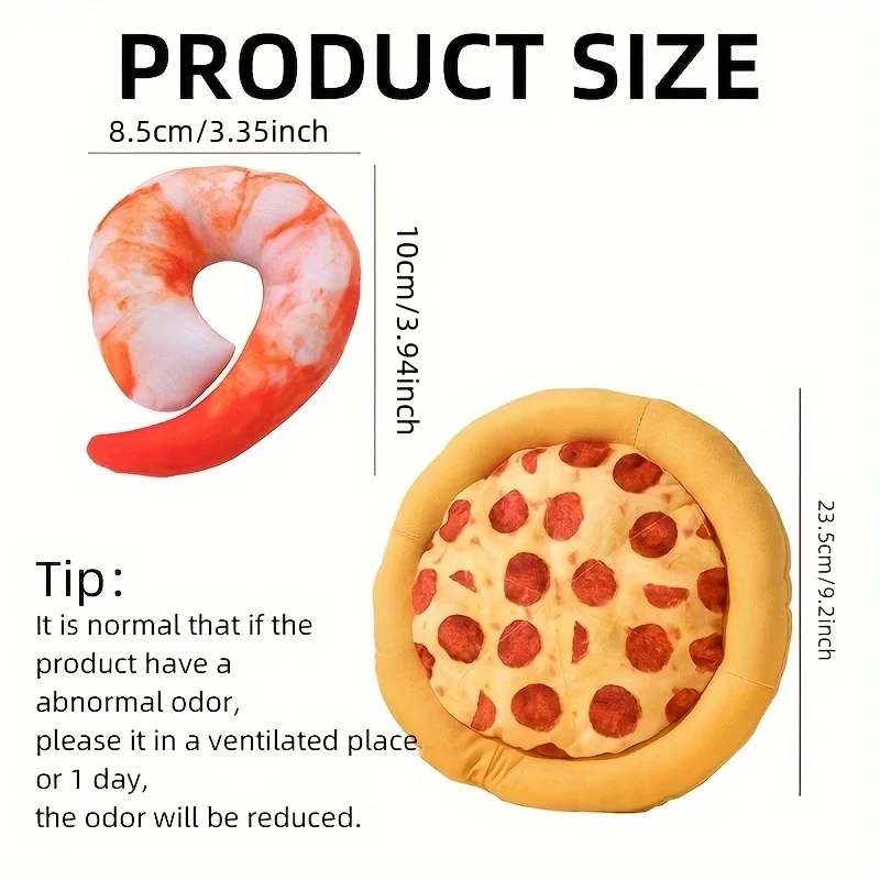 Squeaky Plush Pizza & Shrimp Dog Toy 5