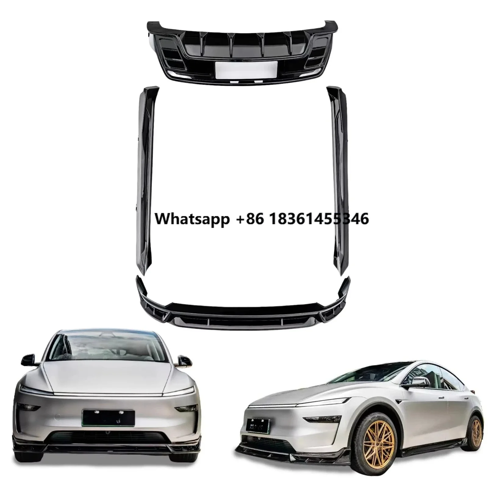 For Model Y Juniper 2025 + Upgrade CMST Style Front Lip Rear Diffuser Side Skirts Tuning Aerokit ABS Gloss Black Body Kit