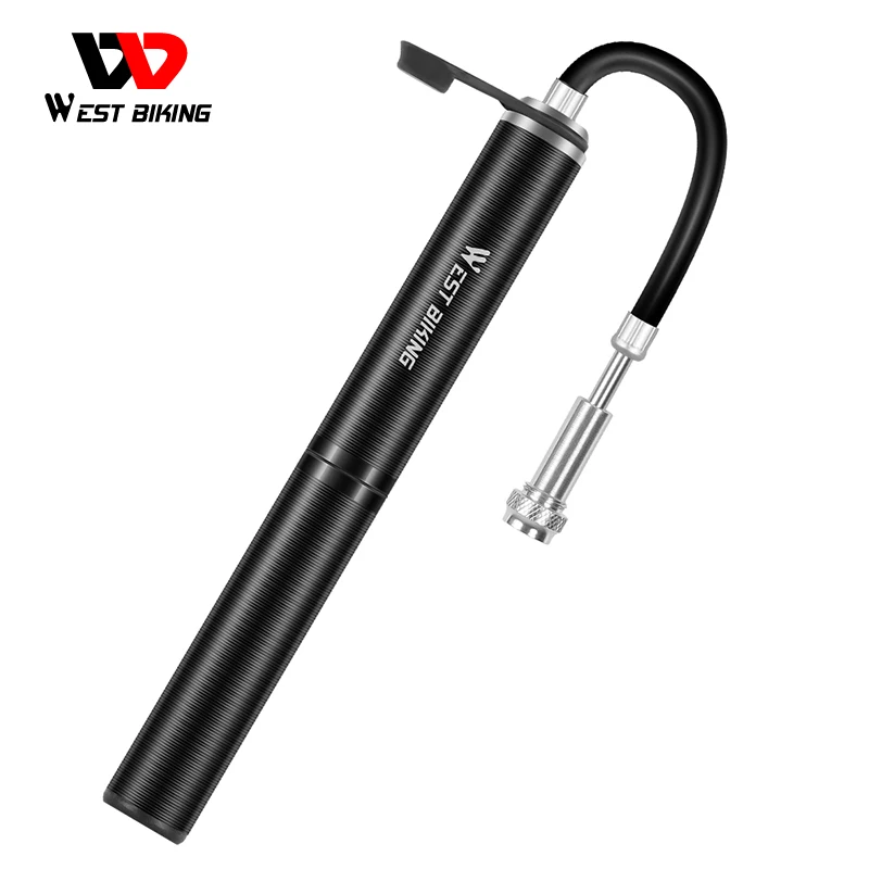 WEST BIKING 160PSI Bike Pump High Pressure Hose MTB Road Bicycle Tire Inflator Schrader Presta Valve Ball Portable Mini Pump