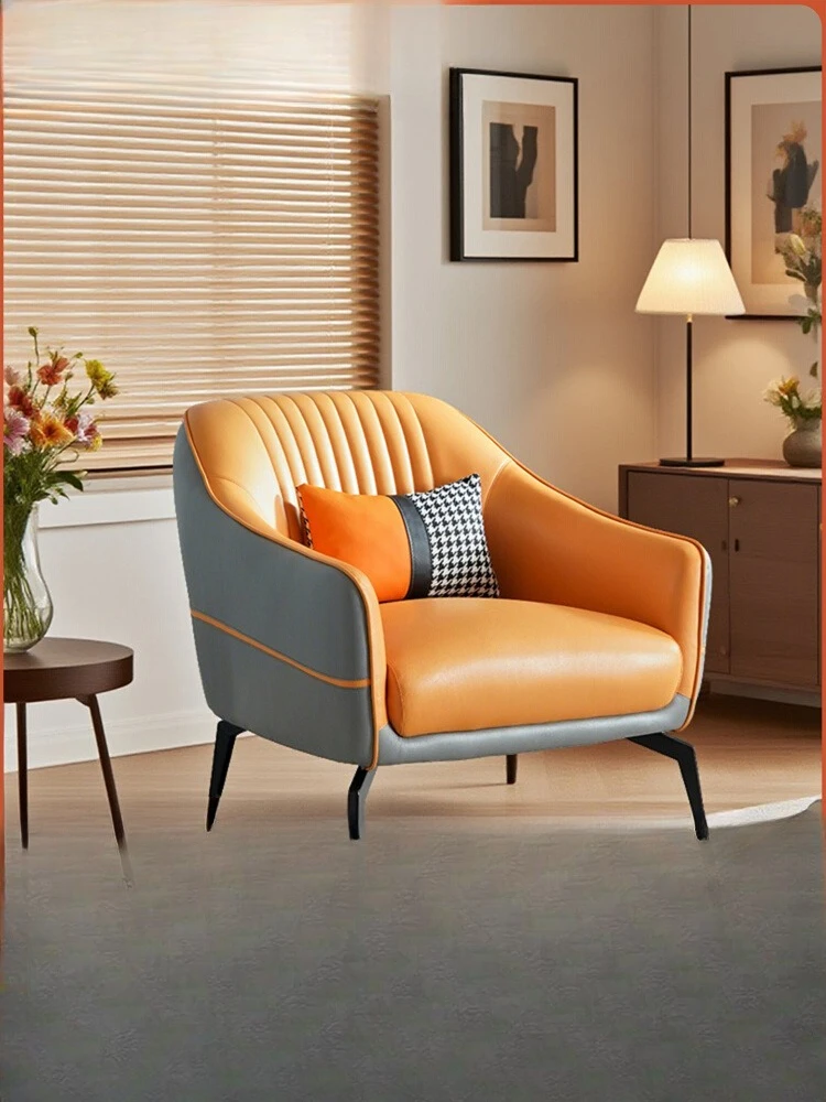 

Italian single sofa chair modern simple living room leisure lazy single chair hotel business reception negotiation tiger chair