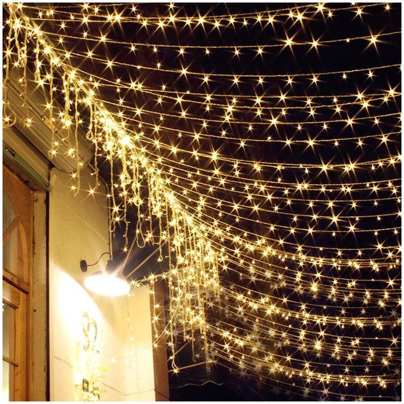 

220V Fairy Lights LED String Garland Christmas Light Outdoor for Patio Tree Street Garden Xmsa Party Wedding Decoration