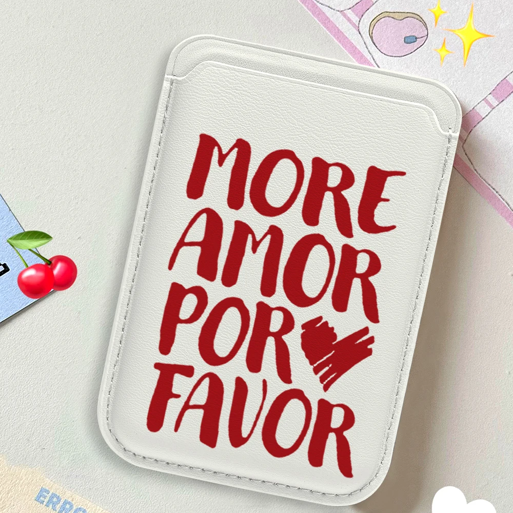 

Romantic Leather Card Wallet Cover Phone Card Holder For Magnetic Case Suitable For all iPhone for Magsafe Card phone Back Bag