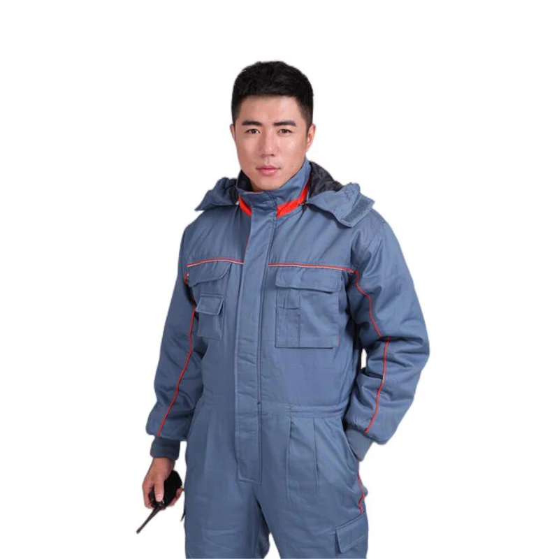 Safety Jacket Working Clothes Construction Coat Work Uniform Workwear Winter Cotton Jacket Jumpsuit Sets Security Protection