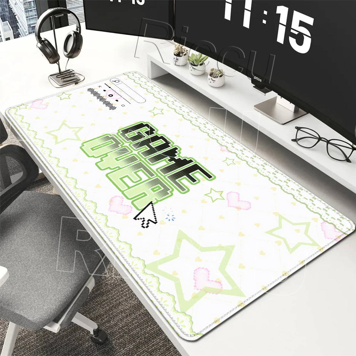 Y2K Desk Setup - New Design Kawaii Green Game Over