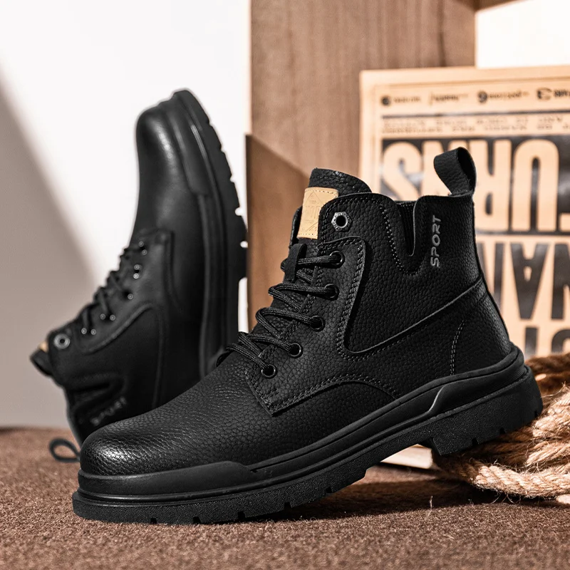 Botas altas amarillas grandes: zapatos de cuero genuino para hombre de otoño, novedad de 2024, suela gruesa elegante que aumenta la altura interior